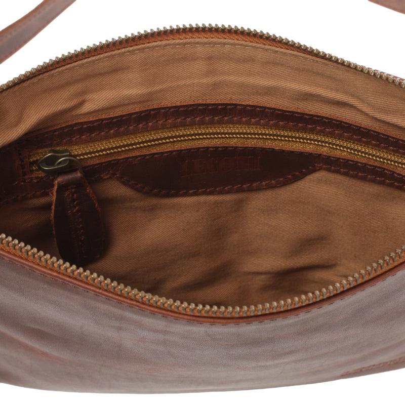 Leconi kleine Umhängetasche Damentasche Clutch Leder braun LE3051 Hotsell