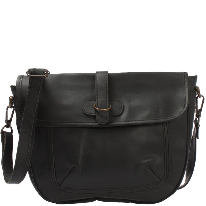 Leconi Umhängetasche Damen Schultertasche Damentasche Handtasche Leder schwarz LE3053 im Angebot