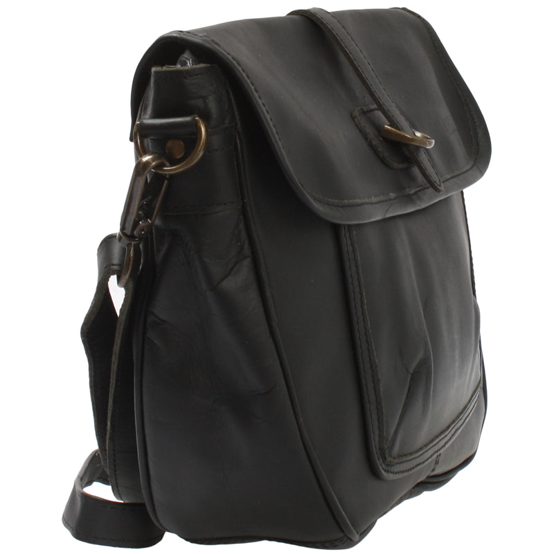 Leconi Umhängetasche Damen Schultertasche Damentasche Handtasche Leder schwarz LE3053 im Angebot