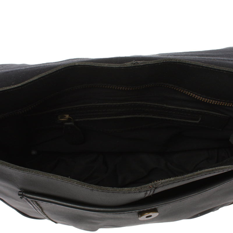 Leconi Umhängetasche Damen Schultertasche Damentasche Handtasche Leder schwarz LE3053 im Angebot
