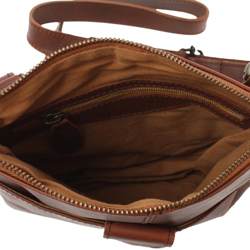 Leconi kleine Umhängetasche Damentasche Herrentasche Ledertasche braun LE3060 Günstiger Verkauf