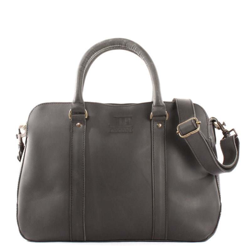 Leconi Umhängetasche Schultertasche Henkeltasche Damentasche Aktentasche Buisnesstasche Leder schwarz LE3065