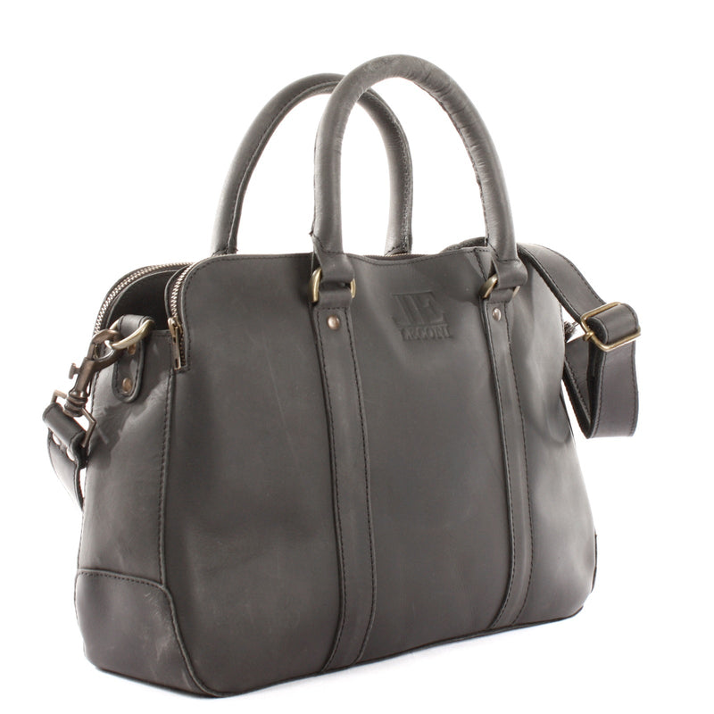 Leconi Umhängetasche Schultertasche Henkeltasche Damentasche Aktentasche Buisnesstasche Leder schwarz LE3065 Fabrikverkauf