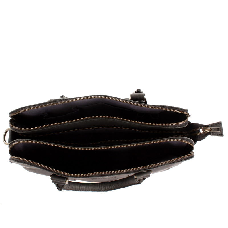 Leconi Umhängetasche Schultertasche Henkeltasche Damentasche Aktentasche Buisnesstasche Leder schwarz LE3065 Fabrikverkauf