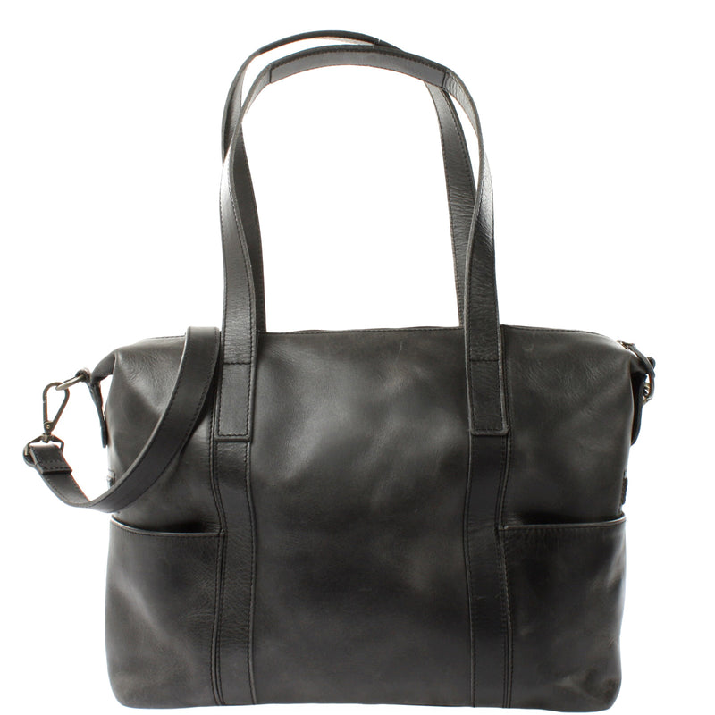 Leconi Shopper Schultertasche Henkeltasche Damen Handtasche Leder dunkelgrau LE0061 Fabrikpreis