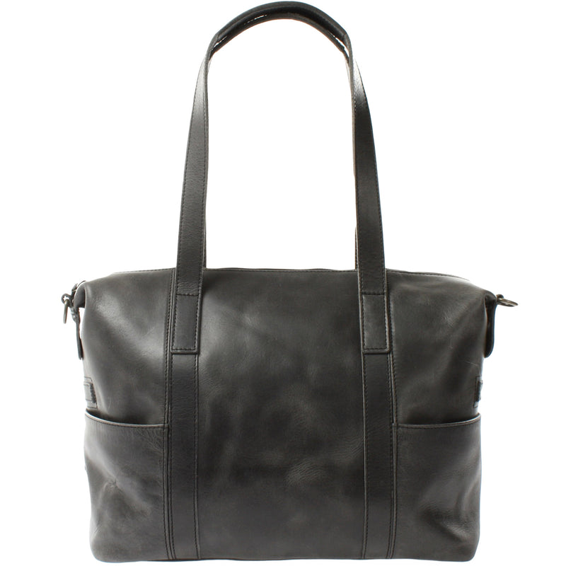 Leconi Shopper Schultertasche Henkeltasche Damen Handtasche Leder dunkelgrau LE0061 Fabrikpreis