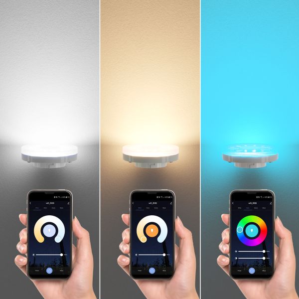 GX53 LED RGB Leuchtmittel, warmweiß - kaltweiß (2900 - 6100 K), 6,6 W, 670lm, 107°, Smart Home, WLAN, Alexa, matt Osterangebot