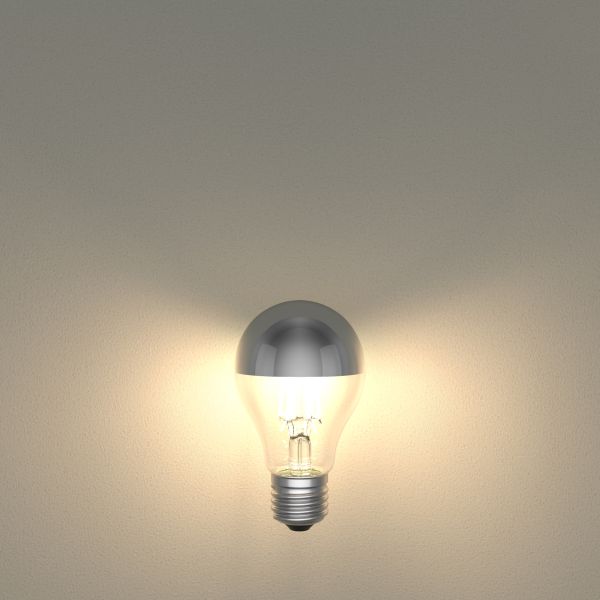 E27 LED Leuchtmittel, A60, warmweiß (2700 K), 4,1 W, 461lm, Kopfspiegel (silber) Vatertagsangebot