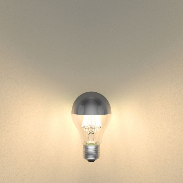 E27 LED Leuchtmittel, A60, 6 W, Kopfspiegel (silber) (Lichtfarbe wählbar) Jubiläumsangebot