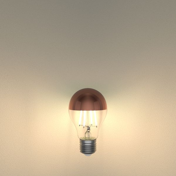 E27 LED Leuchtmittel, A60, warmweiß (2600 K), 7,5 W, 839lm, Kopfspiegel (roségold) Zeitlich begrenztes Angebot