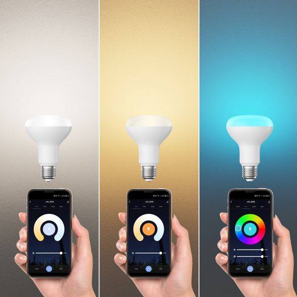 E27 LED RGB Leuchtmittel, R80, warmweiß - kaltweiß (2700 - 6300 K), 9,9 W, 950lm, Smart Home, WLAN, Alexa, matt Neuheiten