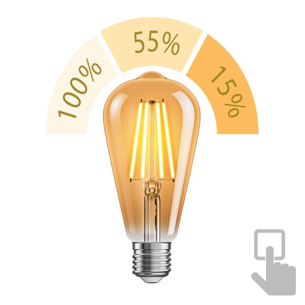 E27 LED Leuchtmittel, ST64, extra warmweiß (2500 K), 7,2 W, 814lm, 3-Stufen-Dimmer, goldfarben Neueste Stile
