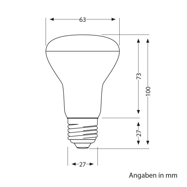 E27 LED Leuchtmittel, R63, warmweiß (2700 K), 8 W, 750lm, matt Letzte 2 Tage