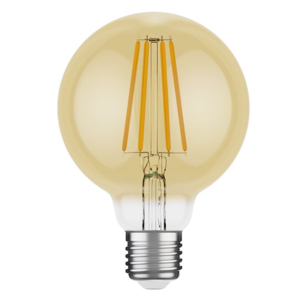 E27 LED Leuchtmittel, G95, extra warmweiß (2500 K), 7,3 W, 818lm, 3-Stufen-Dimmer, goldfarben Zeitbegrenzte Promotion