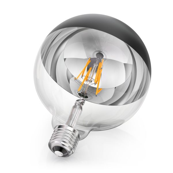 E27 LED Leuchtmittel, G125, warmweiß (2700 K), 6,7 W, 660lm, Kopfspiegel (schwarz) Nur für heute