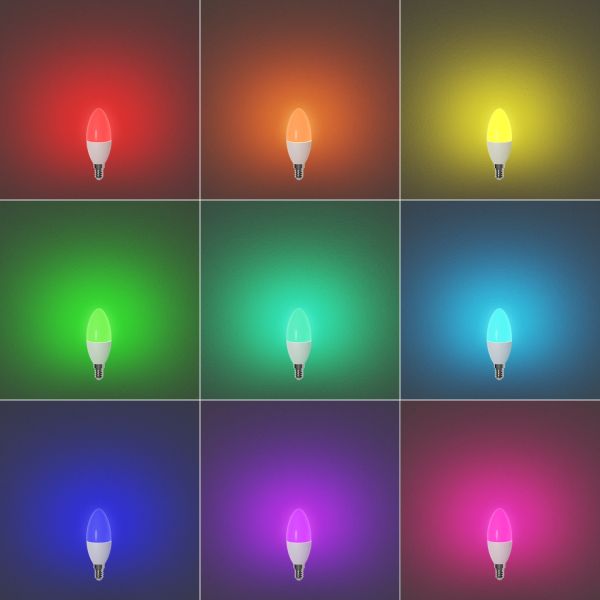 E14 LED RGB Leuchtmittel, Kerze, warmweiß - kaltweiß (2900 - 6400 K), 5,1 W, 572lm, Smart Home, WLAN, Alexa, matt Vierteljährliche Förderung