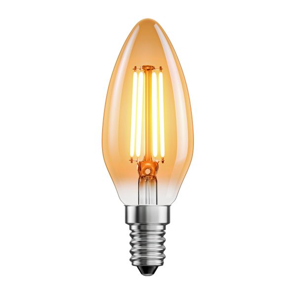 E14 LED Leuchtmittel, Kerze, extra warmweiß (2500 K), 4,1 W, 458lm, goldfarben Bis zu 55% Rabatt