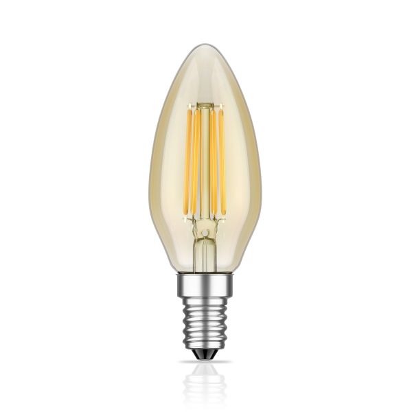 E14 LED Leuchtmittel, Kerze, extra warmweiß (2500 K), 4,1 W, 458lm, goldfarben Bis zu 55% Rabatt