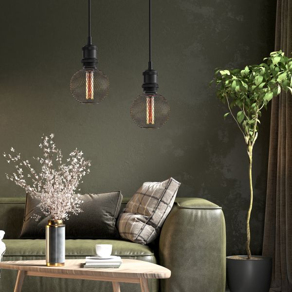 E27 LED Leuchtmittel, Lampe, Metallkäfig schwarz, G120, extra warmweiß (1800 K), 4W, 220lm Im Verkauf