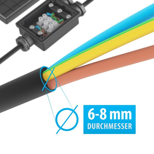 2-fach Kabelverbinder für außen, IP68, Muffe für 6 - 8mm Kabel-Durchmesser Begrenztes Angebot