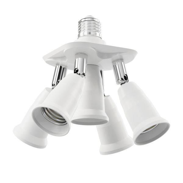 E27 Sockel, 5-fach Splitter-Adapter, weiß Exklusive Angebote