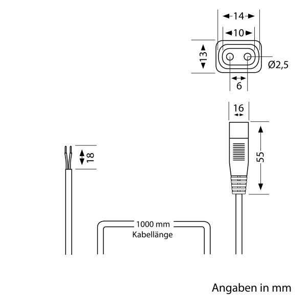 Anschlusskabel von 2-adrig auf Stecksystem SPIDER, 1m, weiß 2 x 0,75 mm² Tiefpreis