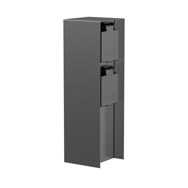 Garten-Steckdosen-Säule POMI für außen, IP44, 2-fach, eckig, 23cm (Farbe wählbar) Neueste Stile