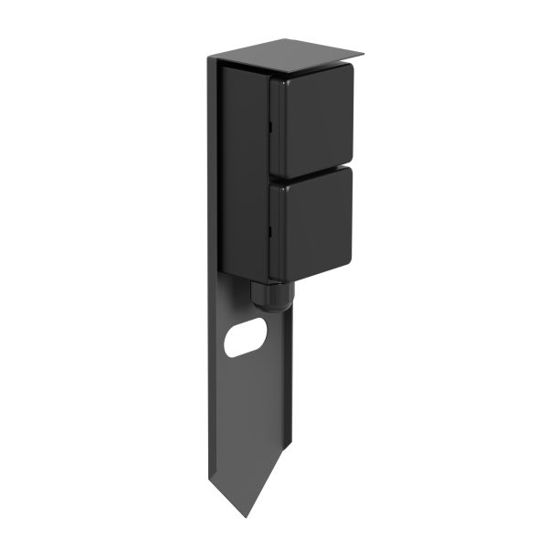 Garten Steckdosensäule PIWI mit Erdspieß für außen, IP44, 2-fach, edelstahl , eckig, 30 cm (Farbe, Mit Kabel wählbar) Bis zu 50% Rabatt