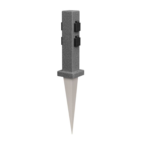 Garten-Steckdosen-Säule mit Erdspieß POCK für außen, 4-Fach, Stein-Optik, eckig, 39,5cm (Farbe, Mit Kabel wählbar) Schlussverkauf