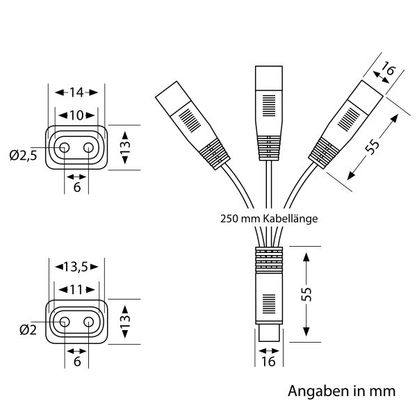 3-fach Verteiler für Stecksystem SPIDER, 0,25m, weiß Versandkostenfrei