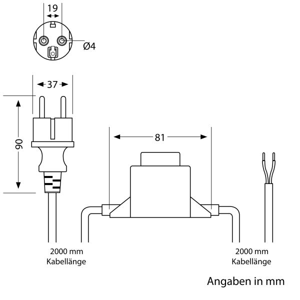 10W LED Trafo-Netzteil/Transformator 2-adrig, Stecker, 12V AC, schwarz, IP44 Preisnachlass