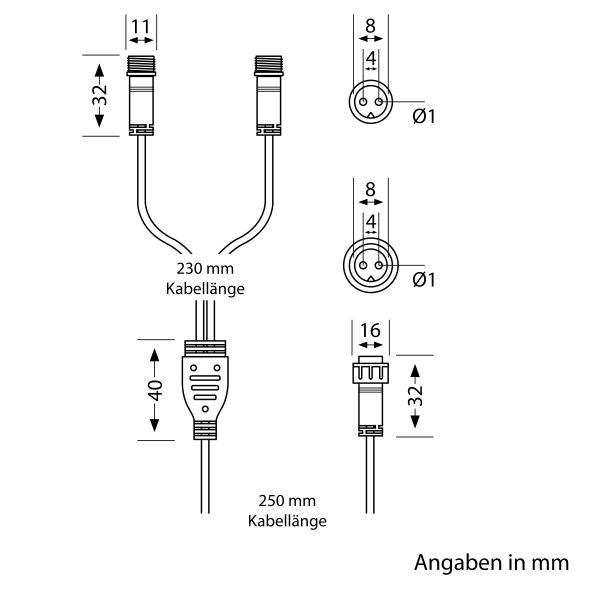 2-fach Verteiler für Stecksystem DOP (IP44), 0,5m, schwarz Muttertagsangebot