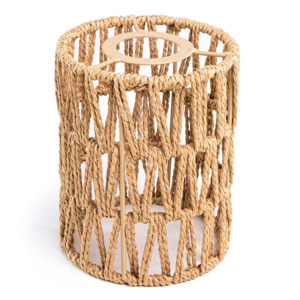 Handgefertigter Boho-Seil-Lampenschirm, natur-beige, 120mm Ø Räumungsverkauf