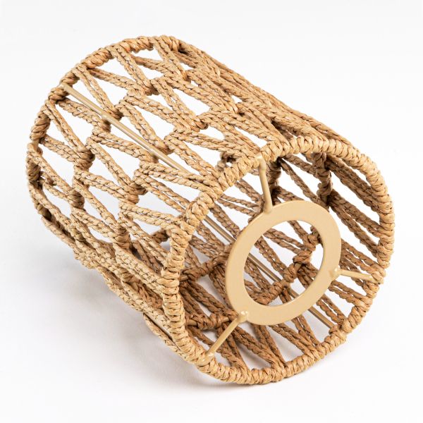 Handgefertigter Boho-Seil-Lampenschirm, natur-beige, 120mm Ø Räumungsverkauf