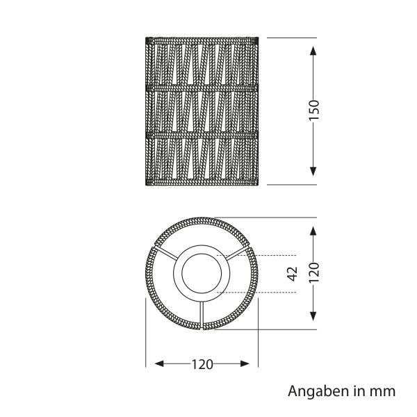 Handgefertigter Boho-Seil-Lampenschirm, natur-beige, 120mm Ø Räumungsverkauf