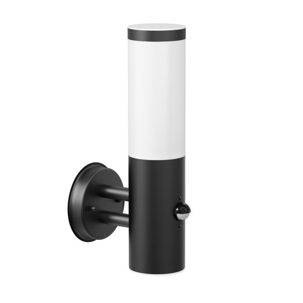 Wandleuchte PORU für außen, Edelstahl, rund, Bewegungsmelder + LED Lampe (Farbe, Leuchtmittel wählbar)