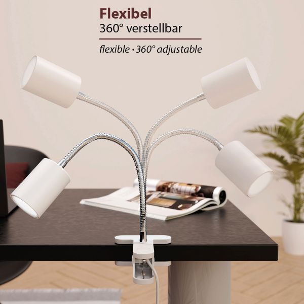 Klemmleuchte, Schwanenhals WAIKA, Schalter (Farbe, Leuchtmittel wählbar) Letzter Tag