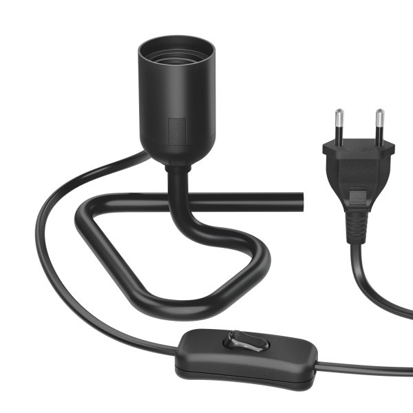 Tischlampe TRIN mit E27 Lampen-Fassung Triangle Dreieck-Fuß schwarz mit Stecker und Schalter (Leuchtmittel wählbar)