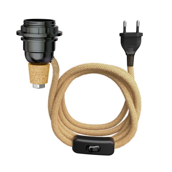 Tischlampe FLAKO, Schalter, Bakelit, Stoff, ohne Flasche, ohne Leuchtmittel (Farbe wählbar)