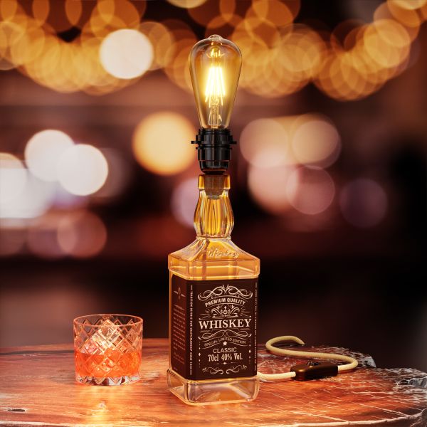 Tischlampe FLAKO, Schalter, Bakelit, Stoff, ohne Flasche, ohne Leuchtmittel (Farbe wählbar) Begrenzt auf 3 Tage