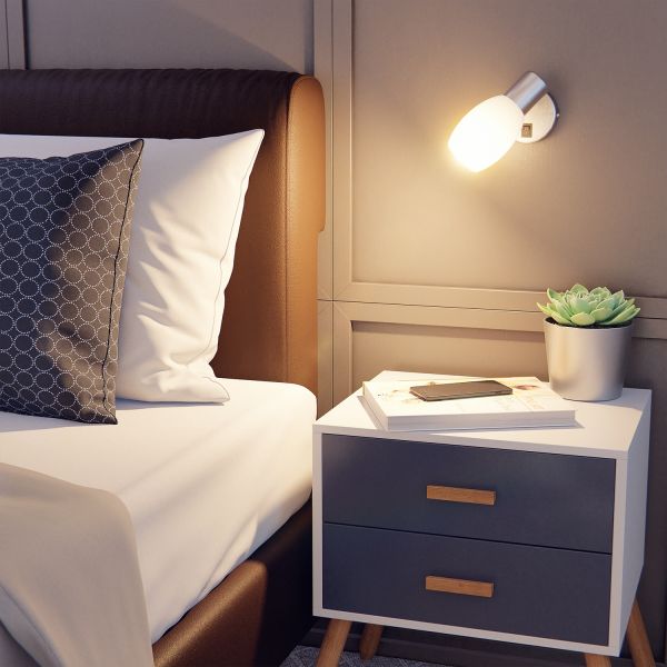 Wand-Leuchte LUPI mit Schalter, einflammig inkl. LED E14 Lampe, chrom matt (Leuchtmittel wählbar) Black Friday Preise