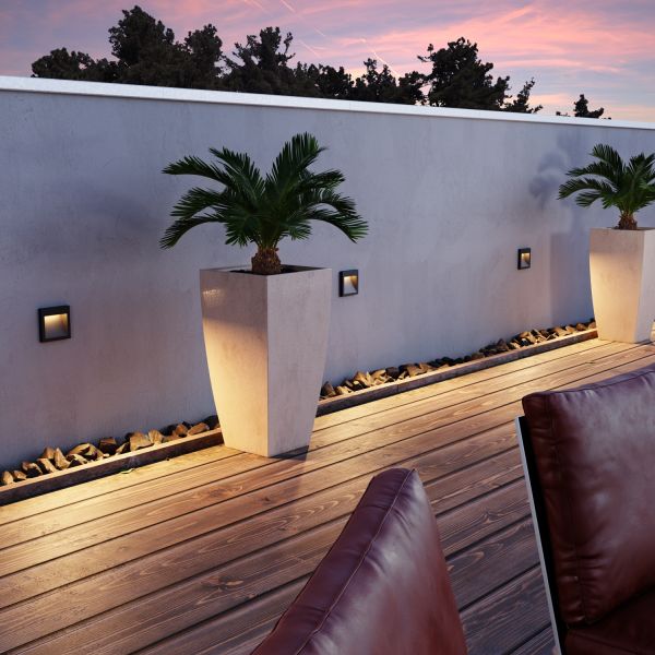 LED Wandeinbauleuchte NOLA, Downlight für außen, IP54, 90 x 90mm (Farbe, Lichtfarbe wählbar) Sonderangebot