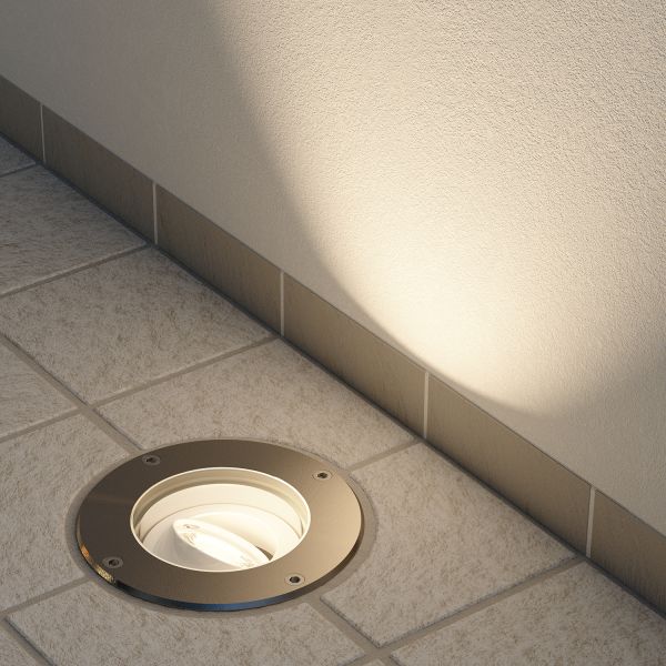 Bodeneinbaustrahler BOFU für außen schwenkbar Edelstahl rund IP67 150mm Ø (Farbe, Leuchtmittel wählbar) Osterangebot