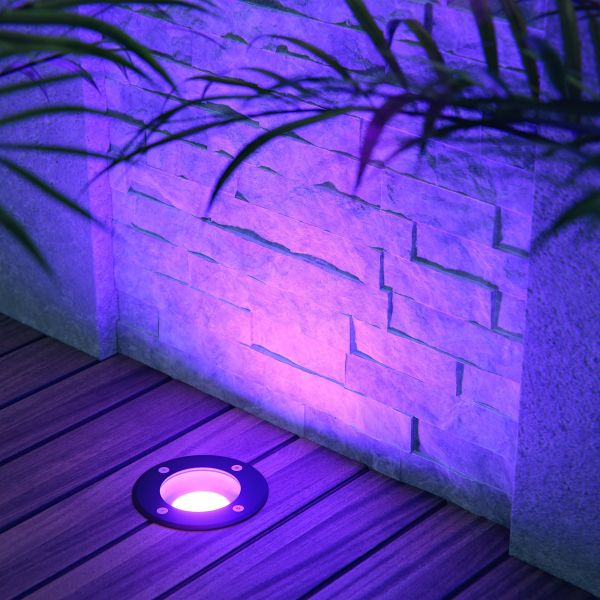 Bodeneinbauleuchte BOLI, rund, IP67, 108mm Ø inkl. Smart Home RGBW GU10 LED Lampe, 5,41W, 473lm (Farbe wählbar) Neueste Mode