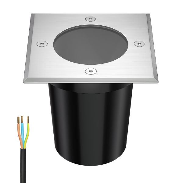 Boden-Einbauleuchte RELI für außen Edelstahl eckig IP67 (Farbe, Leuchtmittel wählbar)