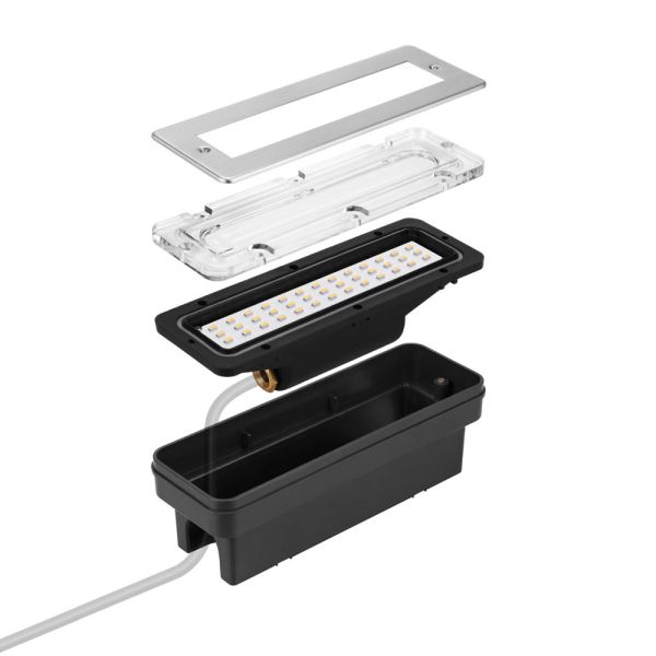 LED Treppenlicht/Wandeinbauleuchte für innen und außen, eckig, edelstahl, 198 x 61mm, 2,2 W, 248lm, warmweiß VIP-Rabatte