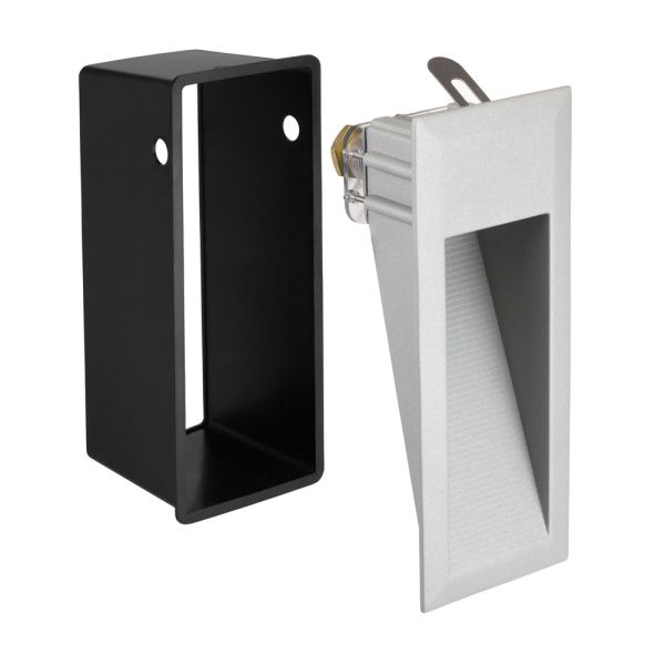 LED Treppenlicht/Wandeinbauleuchte für innen und außen, Downlight, eckig, grau, 95 x 235mm, warmweiß Kostenlose Rückgabe