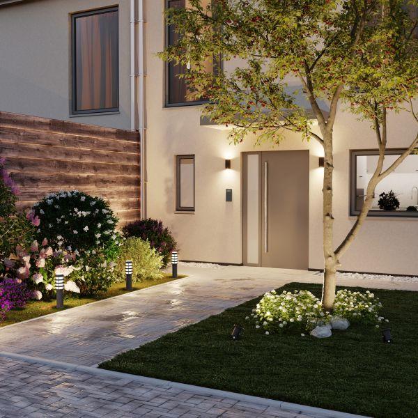 Pollerleuchte PORU Gitter für außen, 39cm, Edelstahl, rund (Farbe, Leuchtmittel wählbar) Letzte 3 Tage