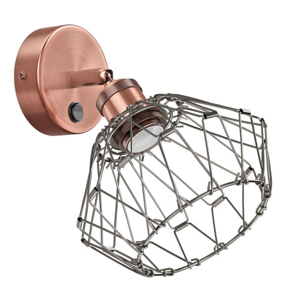 Wandleuchte RETRA, Schalter, rund, E27 Fassung, Käfig-Schirm faltbar (Farbe wählbar)