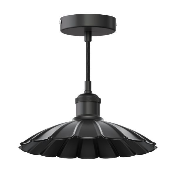 Vintage Pendelleuchte RETRA, E27 Fassung, Lampenschirm mit Wellenrand, 245mm Ø (Farbe wählbar)